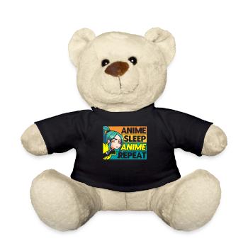 Anime Sleep Anime Repeat - Teddy Bear - black - Front