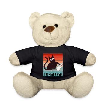 Ich mache was ich will. Lustige Katze Glas Milch - Teddy - Schwarz - Vorne
