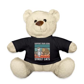 Support Your Local Street Cats Raccoon Gift - Teddy Bear - black - Front
