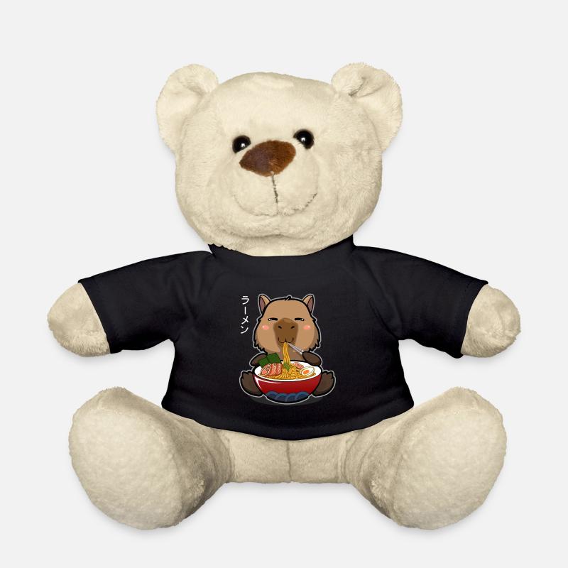 Kawaii Capybara isst Ramen aus einem Ramen Bowl Wortspiel - Teddy - Schwarz