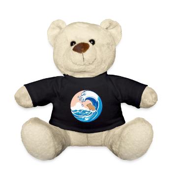 Wave Capybara Surfing Rodent Funny Animal Lover - Teddy Bear - black - Front