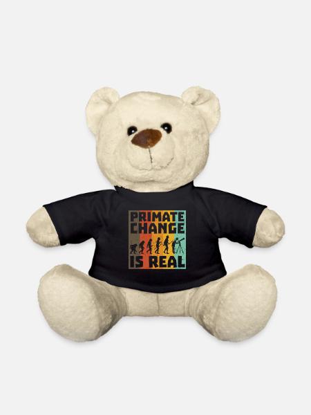 Primate Change Is Real Evolution Joke - Teddy Bear - black