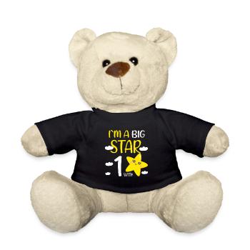 1 Year Old Birthday Girl Gift at A Big Star - Teddy Bear - black - Front
