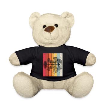 Wald Forrest Vintage Design Retro Natur Wanderer L - Teddy - Schwarz - Vorne