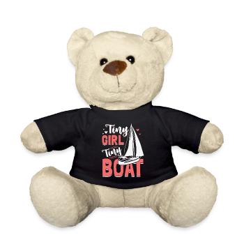 Little Girl Small Boat Sailing School Baltic Sea - Teddy Bear - black - Front