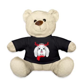 Pretty Shih Tzu wearing Christmas horns - Teddy Bear - black - Front
