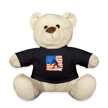 American Flag Tennis Player Funny US Sports - Teddy Bear - black - Front