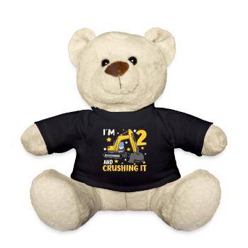 I'm 2 And Crushing It Boys 2nd Birthday Excavator - Teddy - Schwarz - Vorne