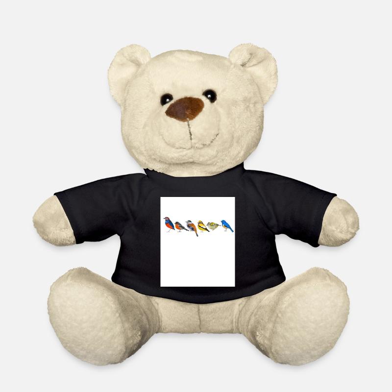 Vogelmotiv Vögel Amsel Rotkehlchen Geschenk Vogelf - Teddy - Schwarz