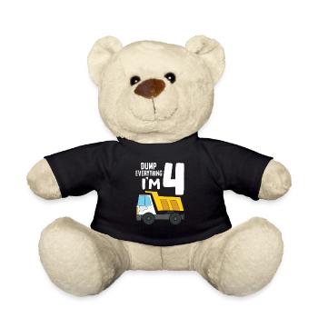 Dump Truck 4th Birthday Dump Everything I'm 4 - Teddy Bear - black - Front