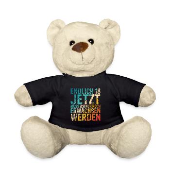 Endlich 18 Geburtstag Party Feiern Geschenk Geburt - Teddy - Schwarz - Vorne