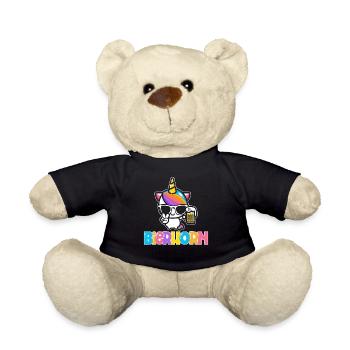 Bierhorn Einhorn Bier Party Einhörner - Teddy - Schwarz - Vorne