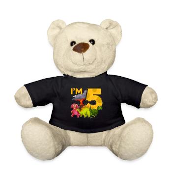 5 Birthday Dinos - Teddy Bear - black - Front