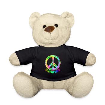Love Peace 60s 70s Hippie Costume Love Peace - Teddy Bear - black - Front
