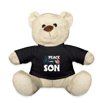 Peace Love Mom Son Boy - Teddy - Schwarz - Vorne
