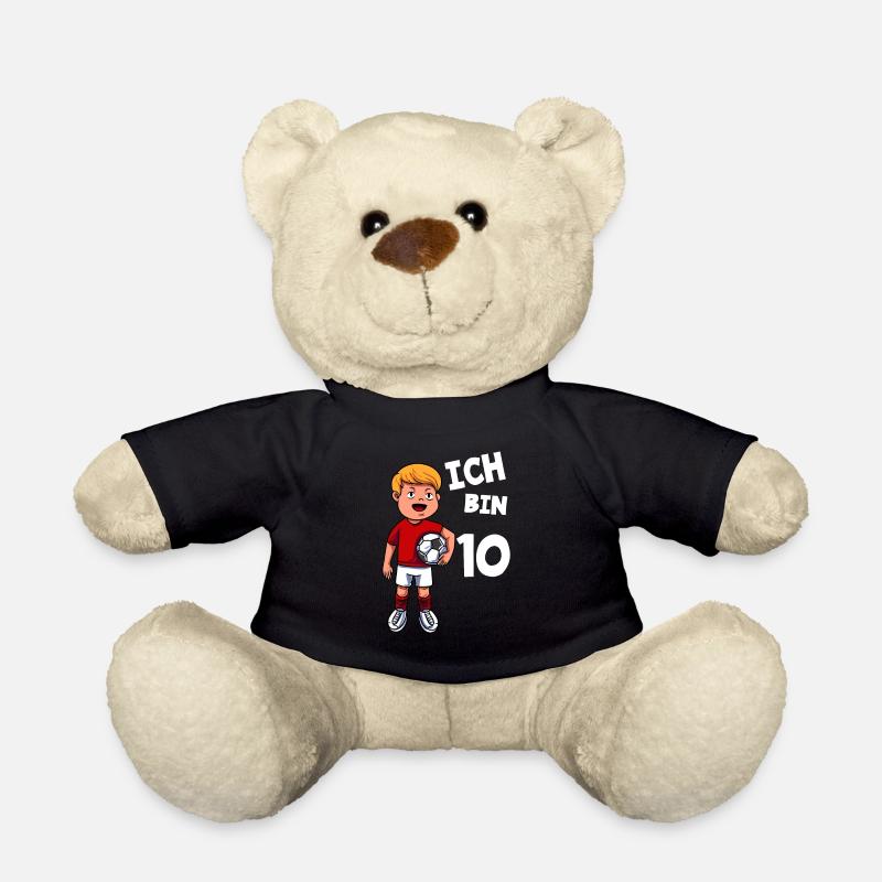 Ich bin 10 Jahre Fußball 10. Geburtstag - Teddy - Schwarz