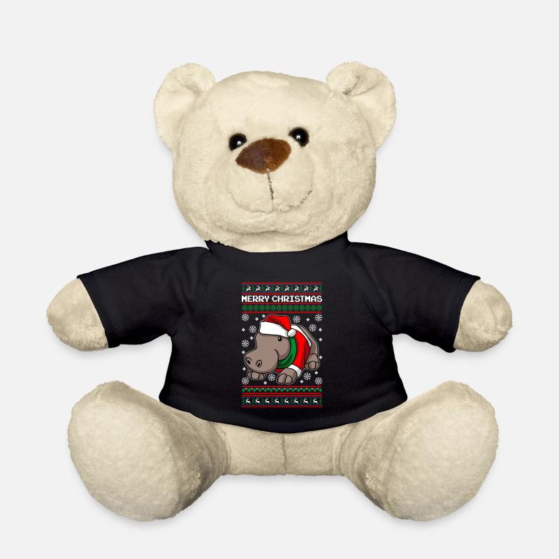 Christmas Hippo Merry Christmas Hippo - Teddy Bear - black