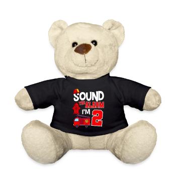 Sonnez l’alarme 2 ans 2e anniversaire pompiers - Nounours - noir - Devant