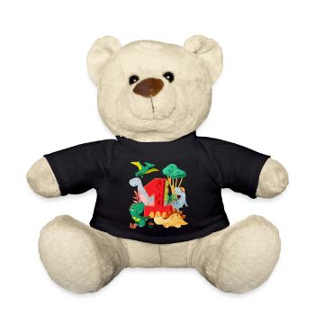 Herd of cute dinosaurs 1st birthday 1 - Teddy Bear - black - Front