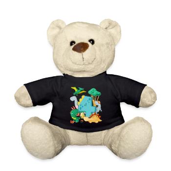 Herd of cute dinosaurs 4th birthday 4 - Teddy Bear - black - Front