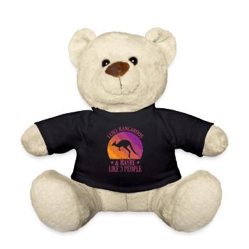 I Like Kangaroos and Maybe 3 People Australia - Teddy Bear - black - Front