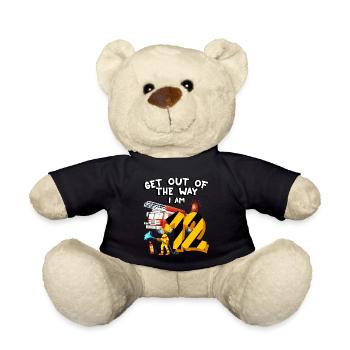Fire Truck Fire Fighting I am 12 years old - Teddy Bear - black - Front