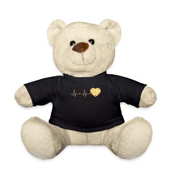 Pizza Heartbeat Funny Italian Lovers - Teddy Bear - black - Front