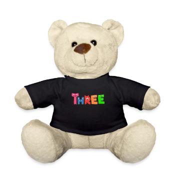 Three years old | Monster Birthday | Monster - Teddy Bear - black - Front