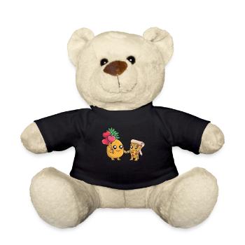 Cute Pineapple Pizza Day Fast Food Funny Hawaiian - Teddy Bear - black - Front