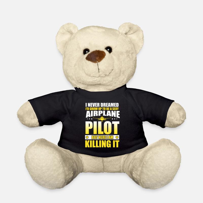 Funny Airplane Pilot Aviation Plane Flying Pilot - Teddy Bear - black