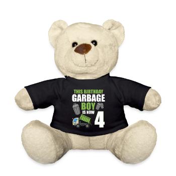 Müllwagen Geburtstag Kinder Junge 4. Geburtstag Party - Teddy - Schwarz - Vorne