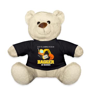 Bagger lustig Baustelle Baggerfahrer - Teddy - Schwarz - Vorne