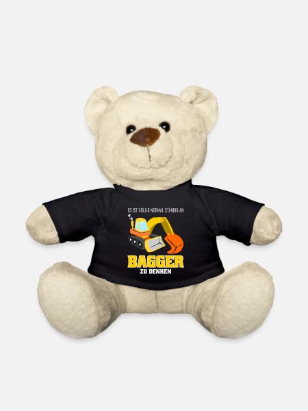 Bagger lustig Baustelle Baggerfahrer - Teddy - Schwarz