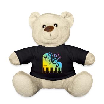 Keyboard Piano Player - Music Lover Playing Piano - Teddy Bear - black - Front