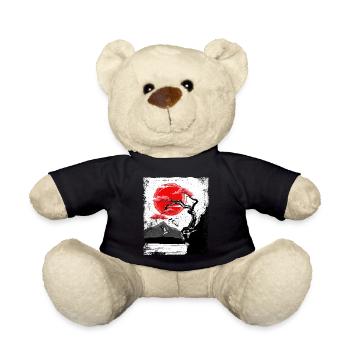 Haruno Japanese Cherry Blossom Illustration Japan - Teddy Bear - black - Front