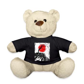 Haruno Japanese Cherry Blossom Illustration Japan - Teddy Bear - black - Front