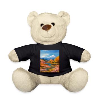 Haruno Japanese Cherry Blossom Illustration Japan - Teddy Bear - black - Front