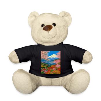 Haruno Japanese Cherry Blossom Illustration Japan - Teddy Bear - black - Front