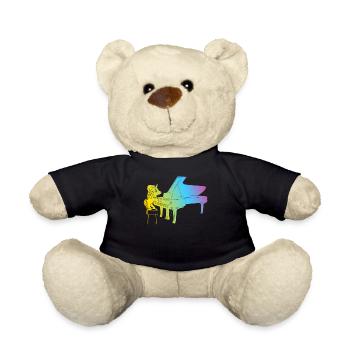 Unicorn Piano Player - Funny Piano Player Unicorn - Teddy Bear - black - Front