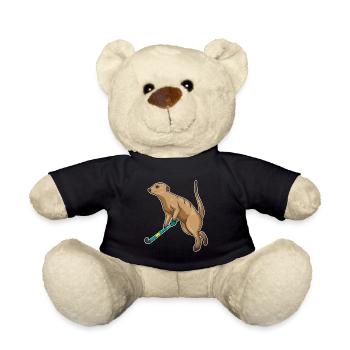 Suricate de hockey sur gazon avec un bâton de hockey sur gazon - Nounours - noir - Devant