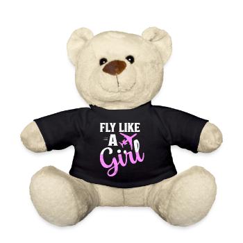 Fly Like A Girl Aviation Pilot Airline - Nounours - noir - Devant
