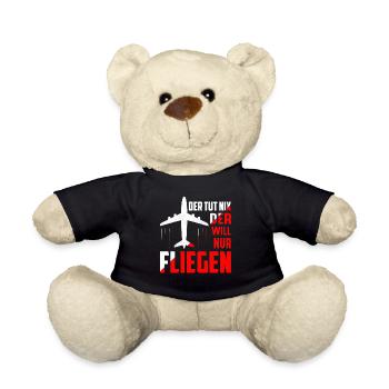 Der tut nix der will nur fliegen Pilot Flugzeug - Teddy - Schwarz - Vorne