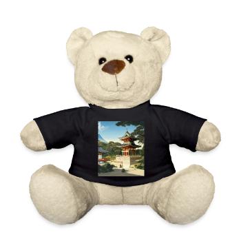 Haruno Illustration du temple japonais Japon - Nounours - noir - Devant
