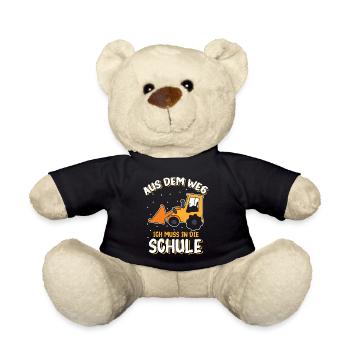 Kinder Einschulung Trecker Jungen Schulkind - Teddy - Schwarz - Vorne