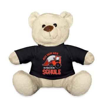 Kinder Einschulung Trecker Jungen Schulkind - Teddy - Schwarz - Vorne