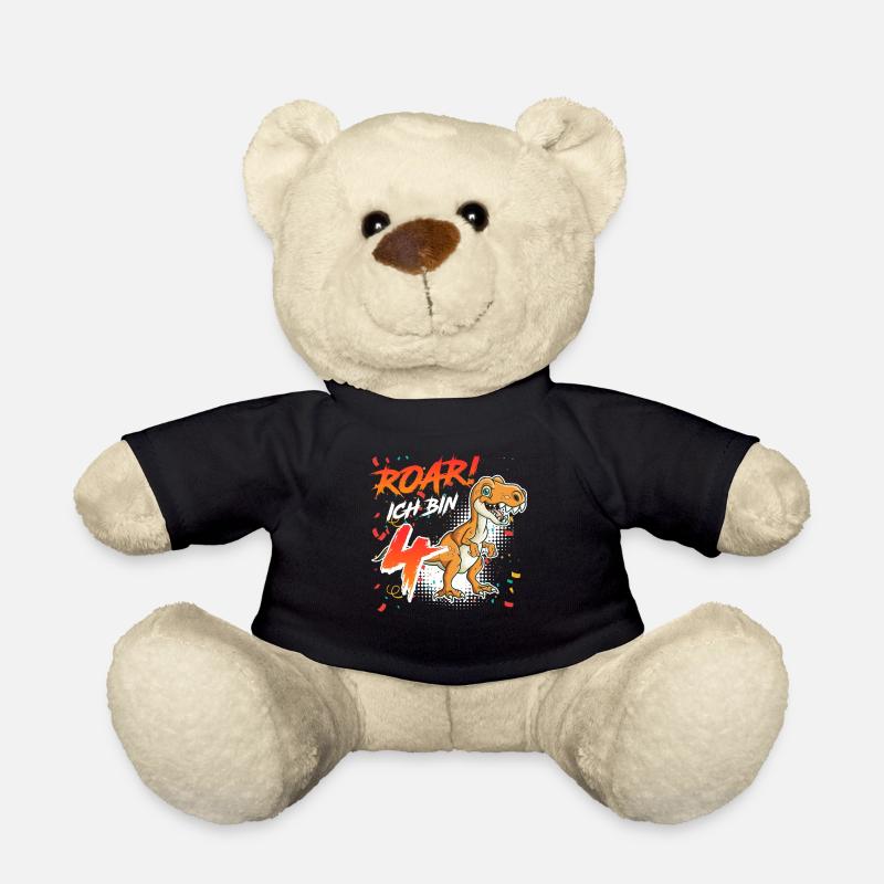 Roar ich bin 4 Jahre 4. Geburtstag - Teddy - Schwarz