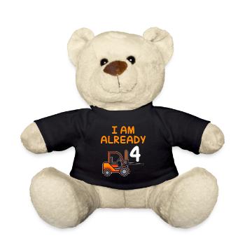 4 years Boy 4th birthday - Teddy Bear - black - Front
