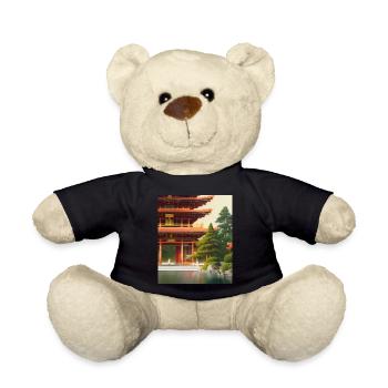 Haruno Illustration du temple japonais Japon - Nounours - noir - Devant