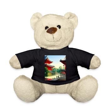 Haruno Illustration du temple japonais Japon - Nounours - noir - Devant