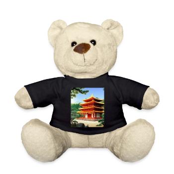 Haruno Illustration du temple japonais Japon - Nounours - noir - Devant